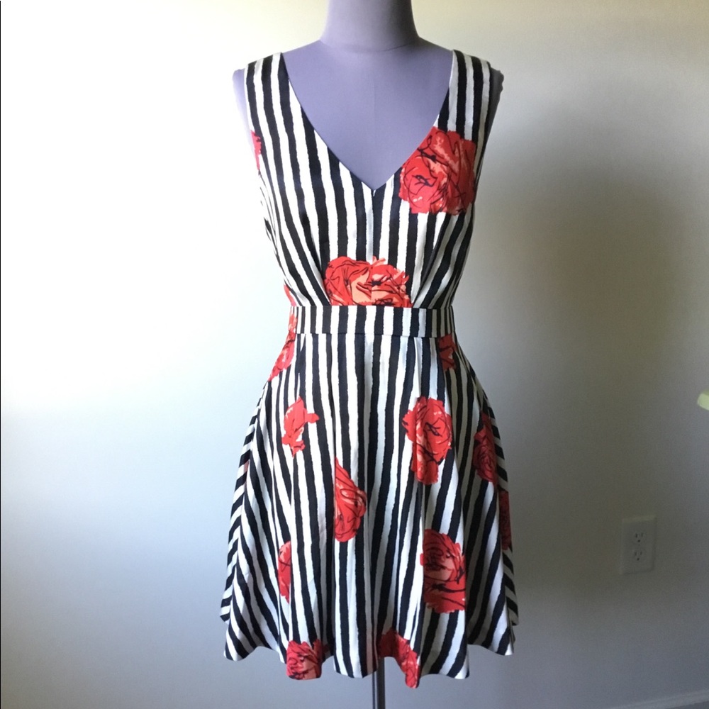 NWT ark & co. Black & White Striped Dress, Size S
